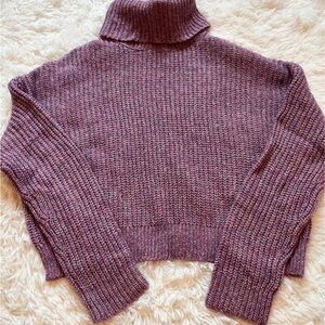 Signature Plum Cowl Neck Cropped Sweater